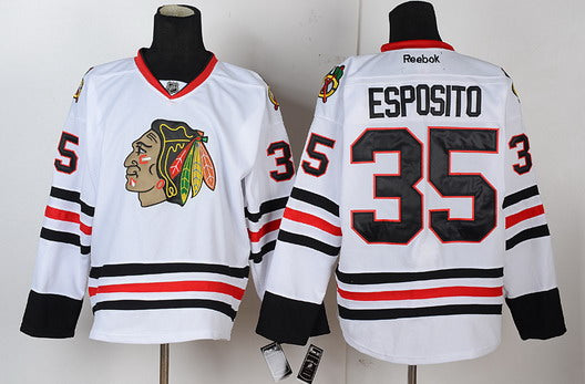 Tony Esposito Chicago Blackhawks white jersey