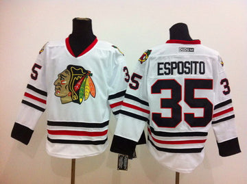 Tony Esposito Chicago Blackhawks white Throwback jersey