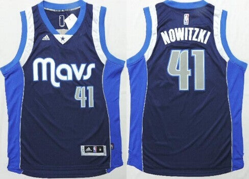 Dirk Nowitzki Revolution Dallas Mavericks navy jersey
