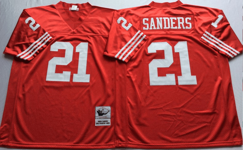 Deion Sanders San Francisco 49ers red Throwback jersey