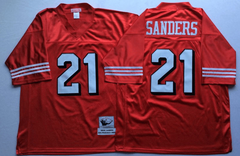 Deion Sanders San Francisco 49ers red jersey