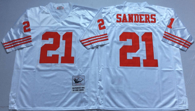 Deion Sanders San Francisco 49ers white Throwback jersey