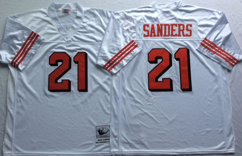 Deion Sanders San Francisco 49ers white jersey