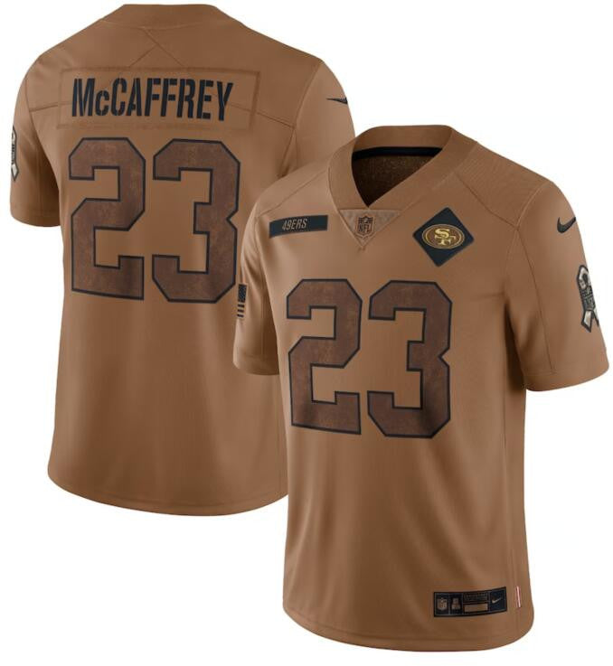 Christian McCaffrey San Francisco 49ers brown Salute To Service jersey