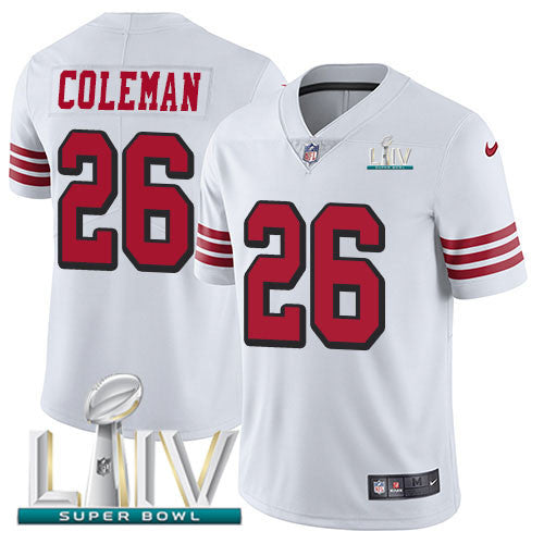 Tevin Coleman San Francisco 49ers white Vapor jersey