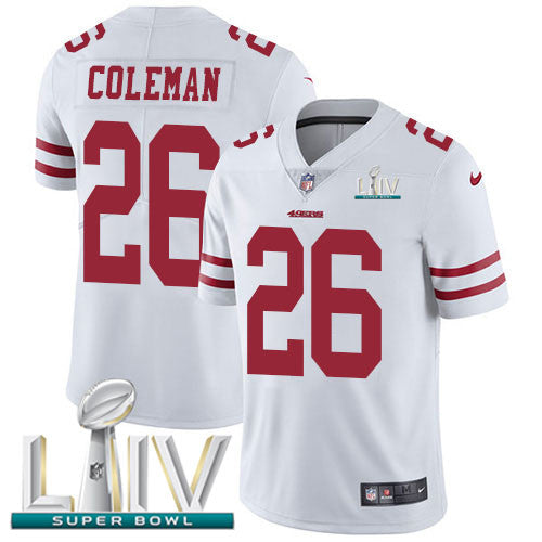 Tevin Coleman San Francisco 49ers white Vapor jersey