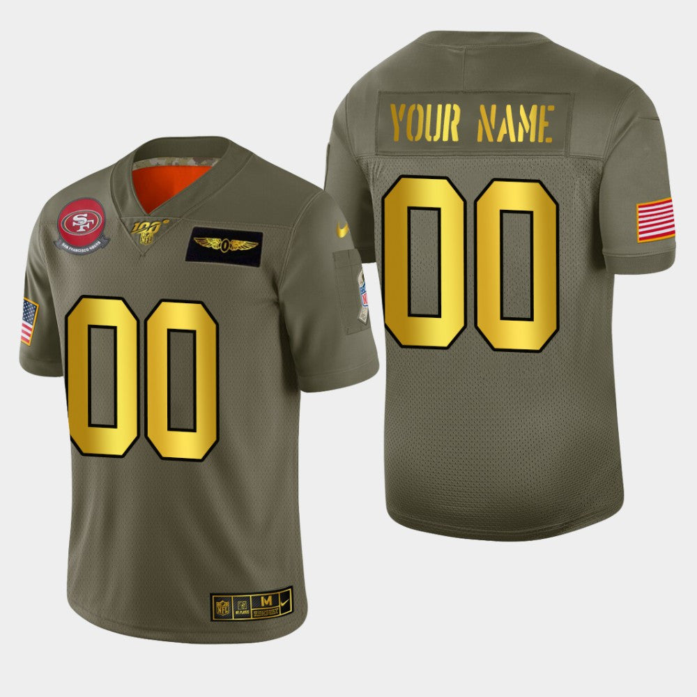 Custom San Francisco 49ers olive Salute To Service jersey