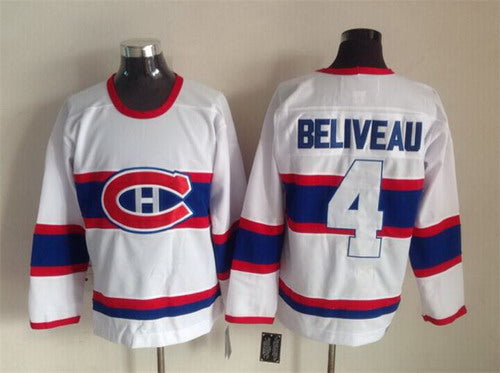 Jean Beliveau Montreal Canadiens white Throwback jersey