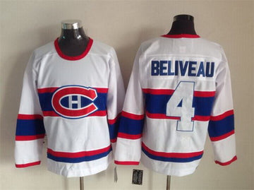 Jean Beliveau Montreal Canadiens white Throwback jersey