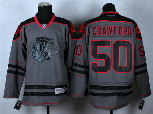 Corey Crawford Chicago Blackhawks charcoal jersey