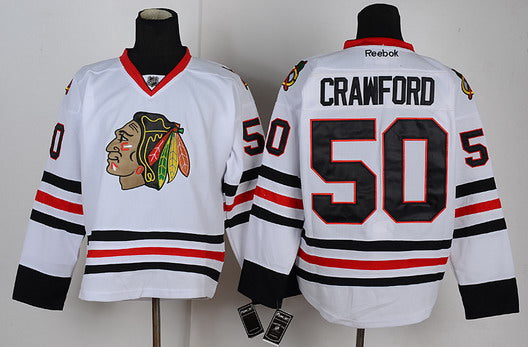 Corey Crawford Chicago Blackhawks white jersey