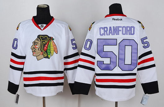 Corey Crawford Chicago Blackhawks white jersey