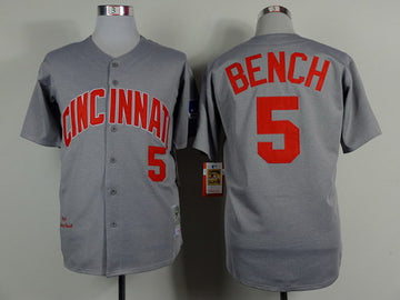 Johnny Bench Cincinnati Reds gray Throwback jersey
