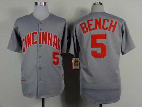 Johnny Bench Cincinnati Reds gray Throwback jersey