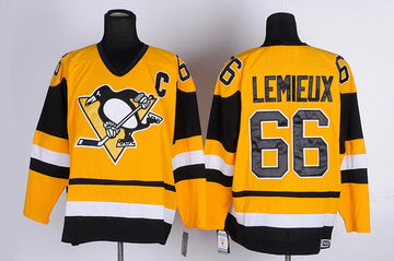 Mario Lemieux Pittsburgh Penguins yellow Throwback jersey