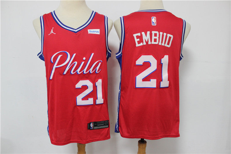 Joel Embiid Philadelphia 76ers red jersey