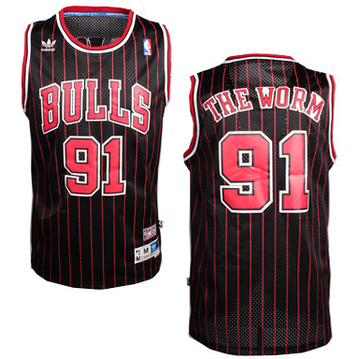 The Worm Nickname Chicago Bulls black Throwback jersey