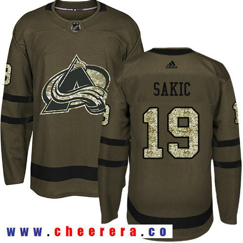 Adidas Joe Sakic Colorado Avalanche green Salute To Service jersey
