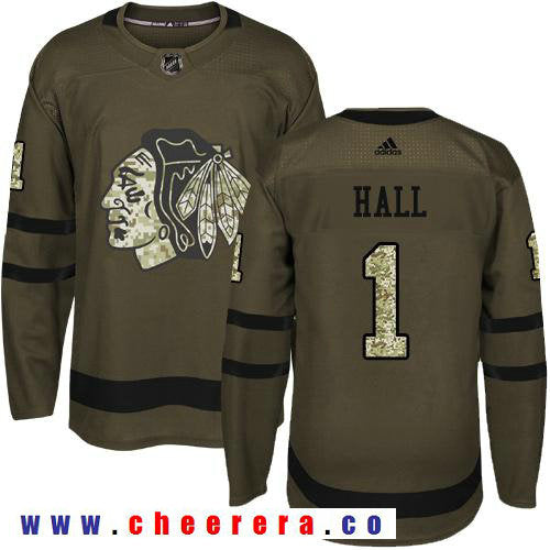 Adidas Glenn Hall Chicago Blackhawks green Salute To Service jersey
