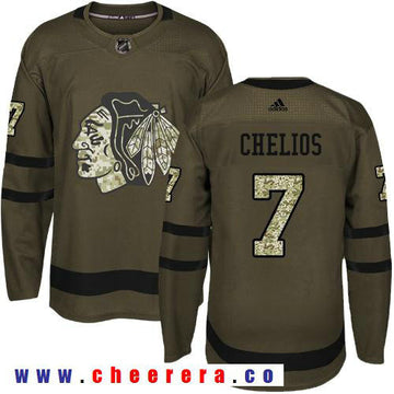 Adidas Chris Chelios Chicago Blackhawks green Salute To Service jersey