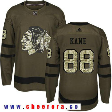 Adidas Patrick Kane Chicago Blackhawks green Salute To Service jersey