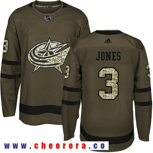 Adidas Seth Jones Columbus Blue Jackets green Salute To Service jersey