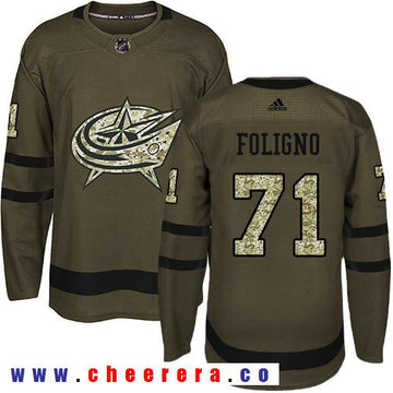 Adidas Nick Foligno Columbus Blue Jackets green Salute To Service jersey