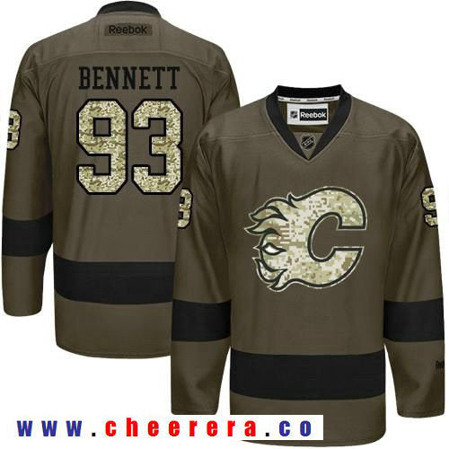 Adidas Sam Bennett Calgary Flames green Salute To Service jersey