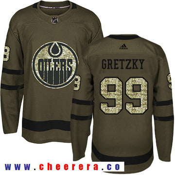 Adidas Wayne Gretzky Edmonton Oilers green Salute To Service jersey