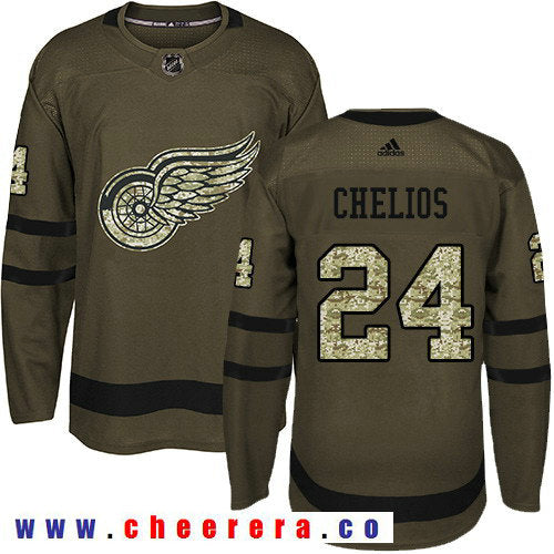 Adidas Chris Chelios Detroit Red Wings green Salute To Service jersey