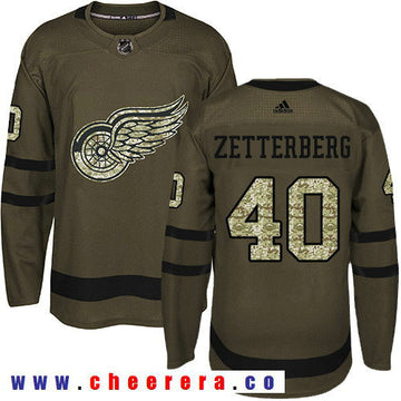 Adidas Henrik Zetterberg Detroit Red Wings green Salute To Service jersey