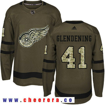 Adidas Luke Glendening Detroit Red Wings green Salute To Service jersey