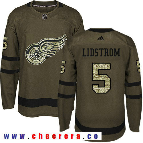 Adidas Nicklas Lidstrom Detroit Red Wings green Salute To Service jersey