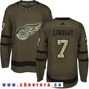 Adidas Ted Lindsay Detroit Red Wings green Salute To Service jersey