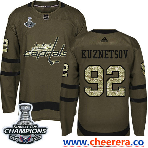 Adidas Evgeny Kuznetsov Washington Capitals green Salute To Service jersey