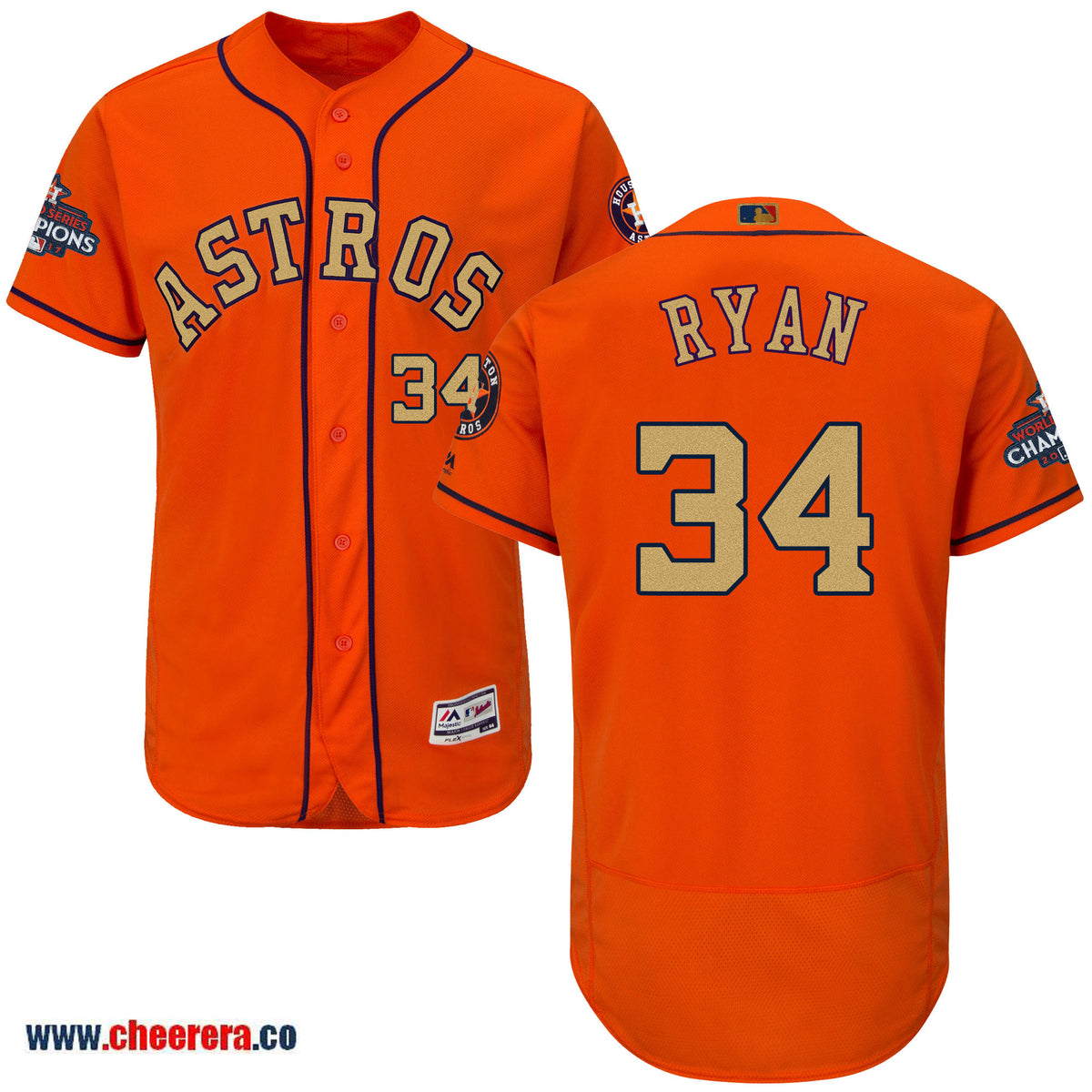Nolan Ryan Houston Astros orange jersey