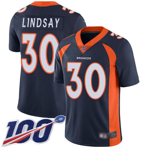 Size Phillip Lindsay Denver Broncos navy Vapor jersey