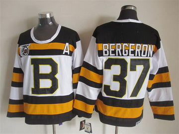 Patrice Bergeron Boston Bruins white Throwback jersey