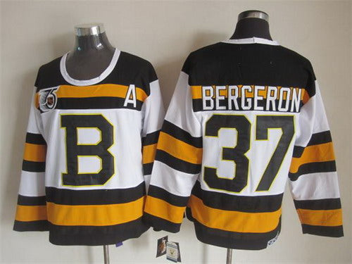 Patrice Bergeron Boston Bruins white Throwback jersey