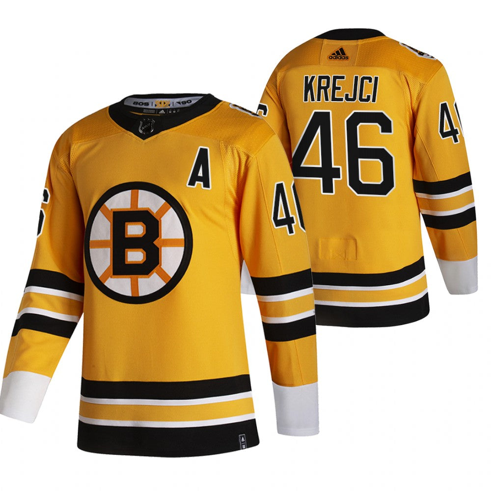 David Krejci Boston Bruins yellow Reverse Retro jersey