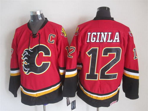Jarome Iginla Calgary Flames red Throwback jersey
