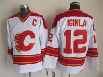 Jarome Iginla Calgary Flames white Throwback jersey