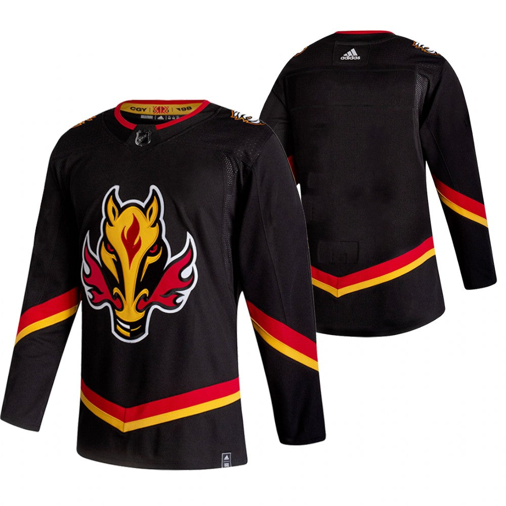 Custom Calgary Flames black Reverse Retro jersey
