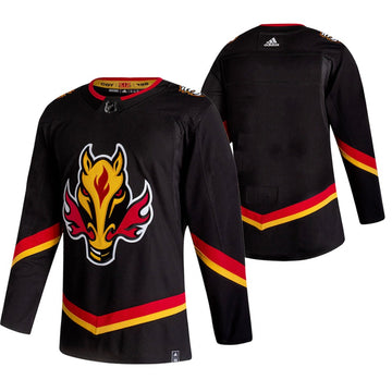 Custom Calgary Flames black Reverse Retro jersey
