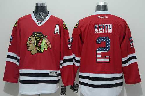 Duncan Keith USA Flag Chicago Blackhawks red Fashion jersey