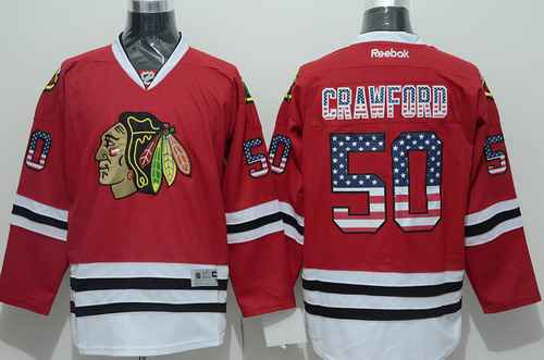 Corey Crawford USA Flag Chicago Blackhawks red Fashion jersey