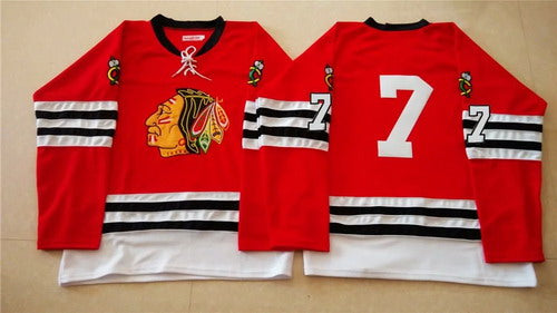 NHL Chris Chelios Chicago Blackhawks red jersey