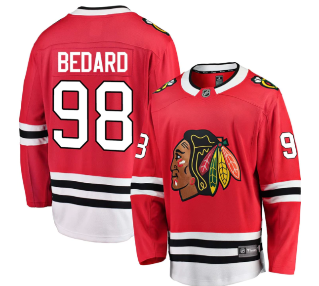 Connor Bedard Chicago Blackhawks red Home jersey
