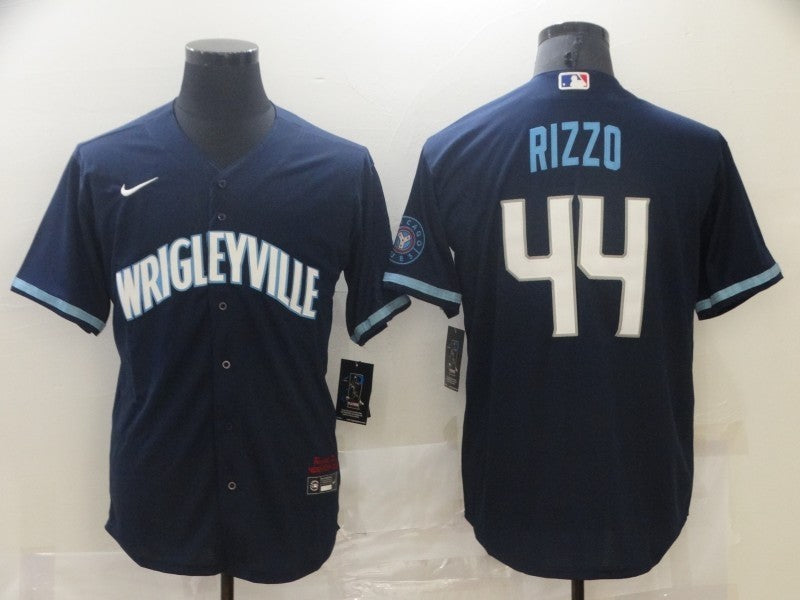 Wrigleyville Rizzo Chicago Cubs navy City Connect jersey