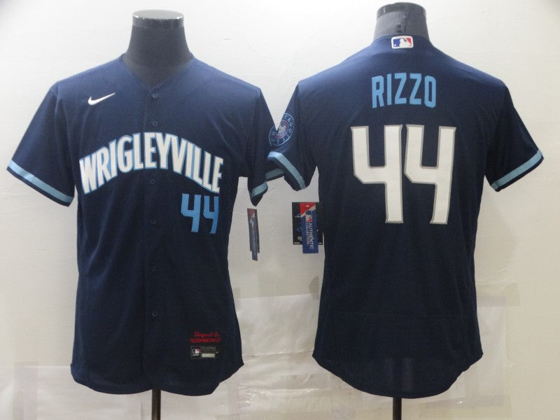 Wrigleyville Rizzo Chicago Cubs navy City Connect jersey